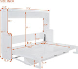 Virubi Queen Horizontal Hideaway Murphy Bed with Desk,Wood Fold Up Murphy Wall Bed for Adult,Guest Room Living Room (White,Queen) Virubi