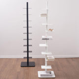 9-Tier Spine Bookshelf, Metal Bookcase, Vertical Spine Book Tower, Tall Narrow Ladder Book Shelf, Corner Shelf for Small Space, Multipurpose Storage Rack Display Book Shelf for Home Office(White) LYXYJRYBHD