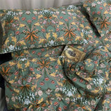 Faincy Bohemian Duvet Cover King Size - Boho Paisley Green Floral Pattern Printed Microfiber Comforter Cover Set - 3PC 90 X 104 Soft and Lightweight Quilt Cover, Retro Farmhouse Style for Women Men Faincy