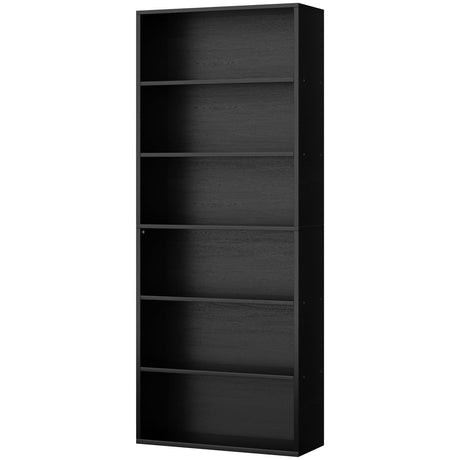 Shintenchi Bookshelf,6-Tier Open Bookcase and Bookshelves,6 Shelf Display Storage Shelves Floor Standing 70.6 inches Tall Bookcase for Home Office, Living Room (Black) Shintenchi
