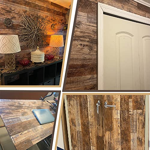 Decoroom Wood Wallpaper 17.71''×118'' Shiplap Peel and Stick Wallpaper Rustic Wood Grain Contact Paper Removable Self Adhesive Distressed Vinyl Film Roll for Table Cabinets Shelf Liner Decorative Decoroom