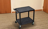 LUXOR LP26-B 26"H AV Cart with Two Shelves, 300 lbs. Capacity, Made of Recycled Molded Plastic, Scratch, Dent, Rust and Stain Resistant Luxor
