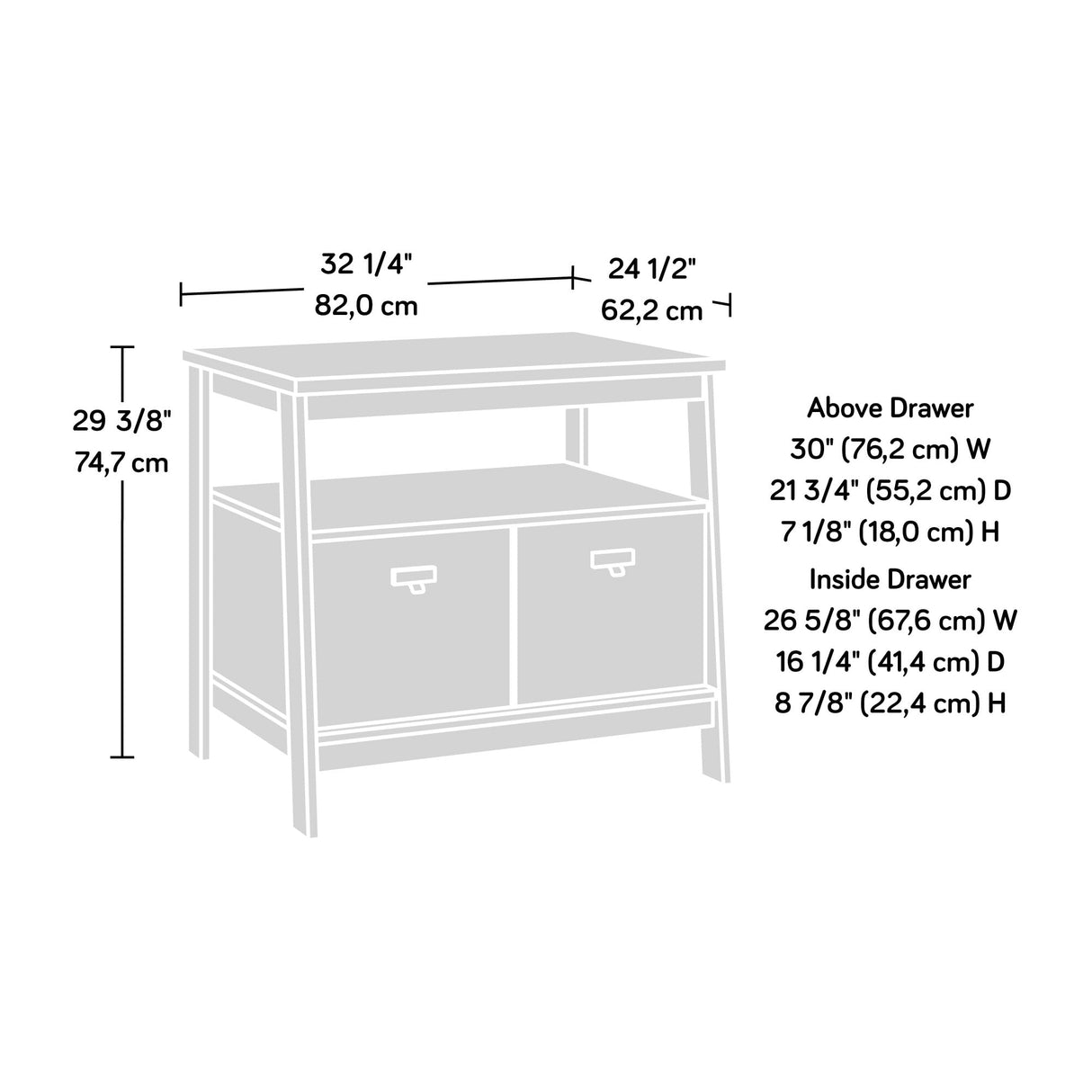Sauder Trestle Lateral File, L: 32.28" x W: 24.49" x H: 29.41", Vintage Oak Finish Sauder