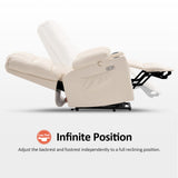 MCombo Large Dual Motor Power Lift Recliner Chair for Elderly, Massage and Heat, Lay Flat, Zero Gravity, Home Button, USB Port, Faux Leather 7680 (Cream White, Large) MCombo