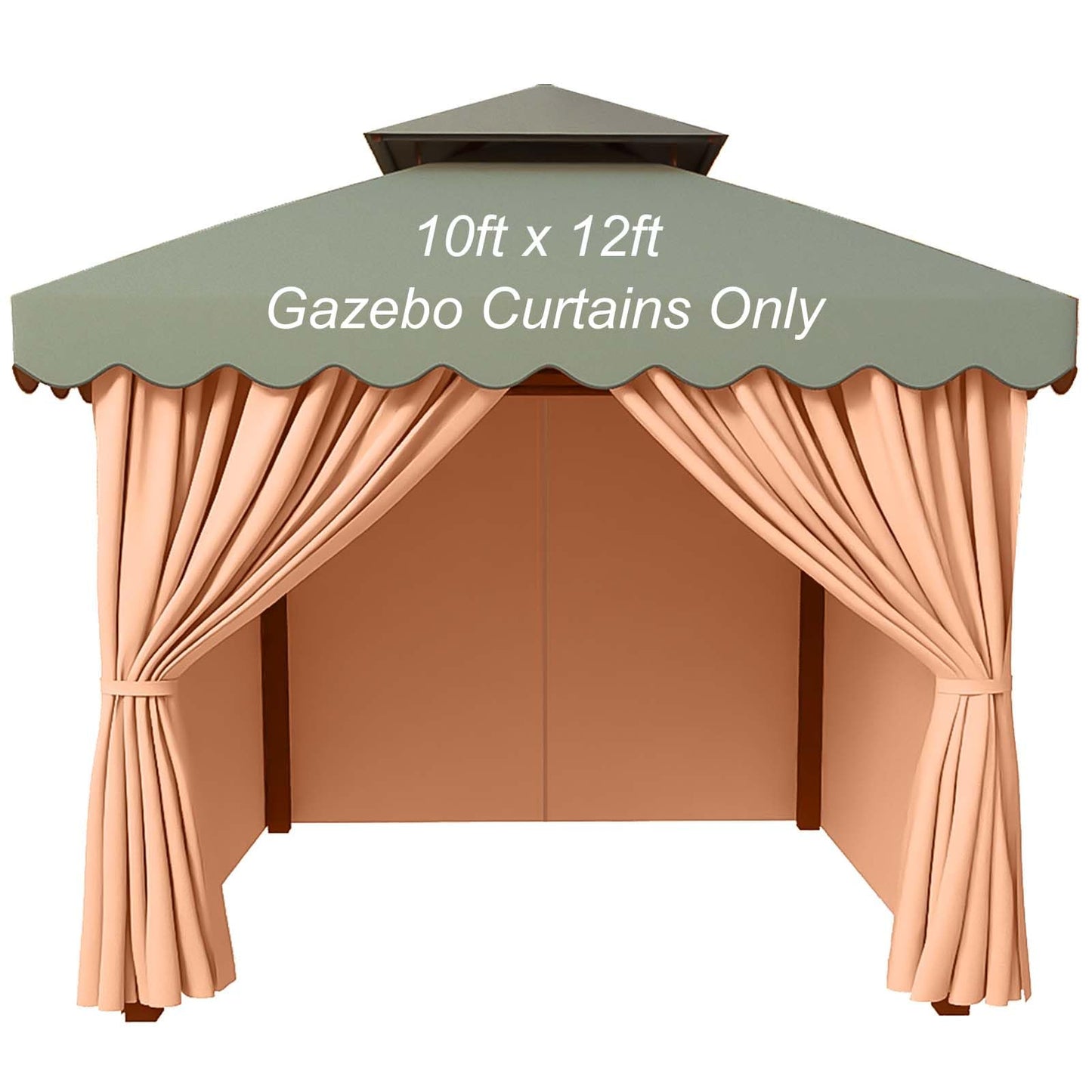 PLULON 10' x 12' Gazebo Curtains Outdoor Waterproof 4-Panels Universal Replacement Privacy Curtain Sidewalls with Zipper for Patio Yard Garden (Curtain Only) - WoodArtSupply