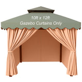 PLULON 10' x 12' Gazebo Curtains Outdoor Waterproof 4-Panels Universal Replacement Privacy Curtain Sidewalls with Zipper for Patio Yard Garden (Curtain Only) PLULON