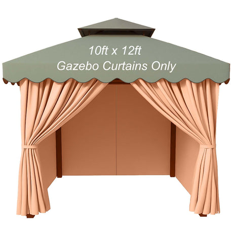 PLULON 10' x 12' Gazebo Curtains Outdoor Waterproof 4-Panels Universal Replacement Privacy Curtain Sidewalls with Zipper for Patio Yard Garden (Curtain Only) PLULON