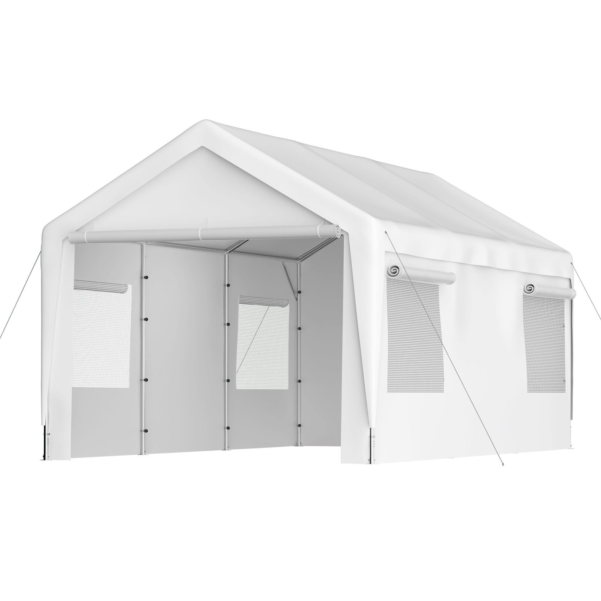 CuisinSmart Outdoor Carport 10x20ft Heavy Duty Canopy Storage Shed,Portable Garage Party Tent,Portable Garage with Removable Sidewalls & Doors All-Season Tarp for Car,Truck,Party White - WoodArtSupply