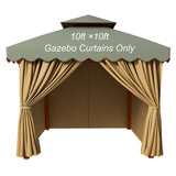 PLULON Gazebo Curtains Outdoor Waterproof, 10' x 10' Universal Replacement Privacy Curtains 4-Panels Curtain Side Wall with Zipper for Patio Yard Garden (Curtain Only) PLULON