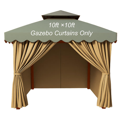PLULON Gazebo Curtains Outdoor Waterproof, 10' x 10' Universal Replacement Privacy Curtains 4-Panels Curtain Side Wall with Zipper for Patio Yard Garden (Curtain Only) PLULON