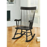 Acme Arlo Wooden Rocking Chair with Spindle Back and Recessed Armrest in Black Acme