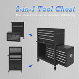 Kirmosal 13 Drawer Tool Chest,Toolbox with Wheels, Rolling Tool Cabinets with Drawers, Top Detachable Tool Chest with Hooks Handles for Workshop Mechanical Garage - Black Kirmosal