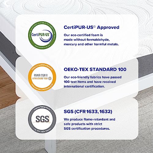 Olee Sleep King Mattress, 10 Inch Gel Memory Foam Mattress, Gel Infused for Comfort and Pressure Relief, CertiPUR-US Certified, Bed-in-a-Box, Medium Firm, Grey, King Size