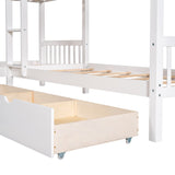 Morhome L-Shaped Bunk Bed with Drawers, Bunk Bed for 4 Twin Over Twin for Boys Girls Kids Teen Wood Quad Bunk Beds Frame Morhome