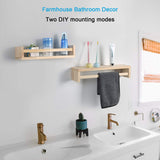 JORIKCHUO Nursery Book Shelves, Set of 2 Wood Floating Book Shelves for Kids Room, Kitchen Spice Rack, or Rustic Wall Mounted Shelves for Farmhouse Bathroom Décor (Natural Wood) JORIKCHUO