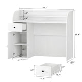 VOWNER Modern Reception Desk with Storage Drawers, 39.4" H Office Counter with LED Lighting, Secretary Desk with Power Outlets – Front Desk for Salon, Lobby – White (47.2" W x 18.9" D x 39.4" H) VOWNER