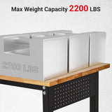 48" Adjustable Workbench,2000 Lbs Capacity Heavy Duty Rubber Wood Work Table with Wheels & Pegboard, 29"-40" Height Adjustable for Garage Workshop, Office Home Commercial Use TROPOW