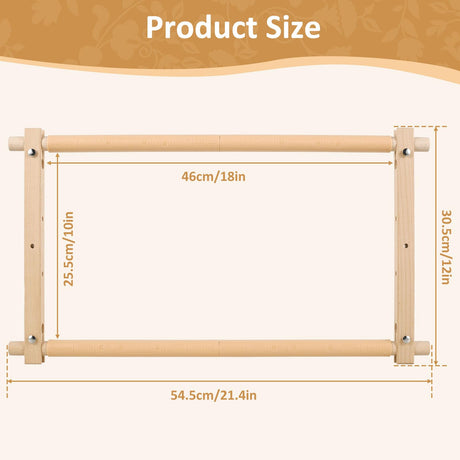 Needlepoint Embroidery Tapestry Scroll Frame, Cross Stitch Frame, Wood Needlework Frame, Quilting Hoop Stand, Needlepoint Frames for Stitching, Needlepoint Holder for Sewing Projects Craft 21.5" x 12" Tzgsonp