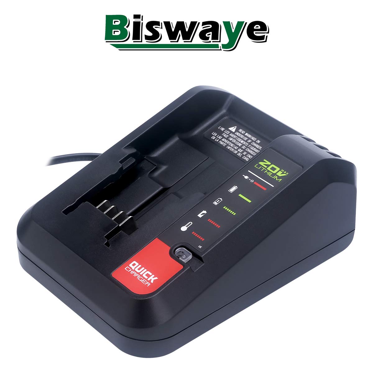 Biswaye 20V Rapid Charger Compatible with Black&Decker 20V Battery and Compatible with Porter-Cable 20V Battery LBXR20 LBXR2520 LBXR2020 PCC681L PCC682L PCC685L PCC692L 20V Power Tool Battery - WoodArtSupply