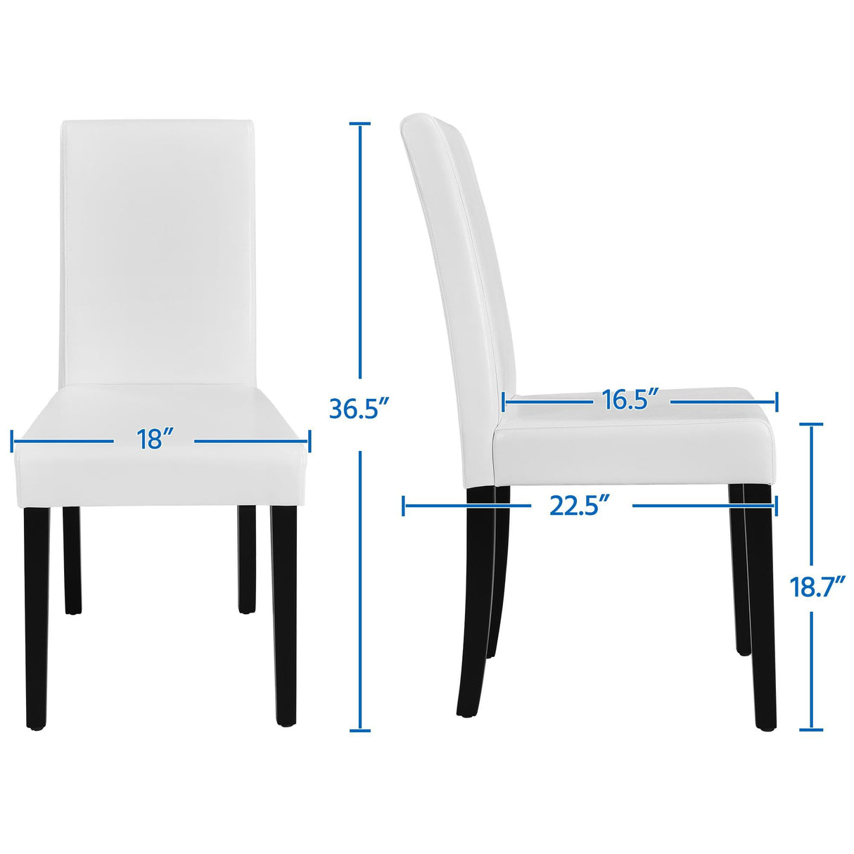 Yaheetech Dining Chair Set of 4 Faux Leather Parson Chair Modern Kitchen Living Room Side Chair Upholstered Padded Armless Chair with Solid Wood Legs, White Yaheetech