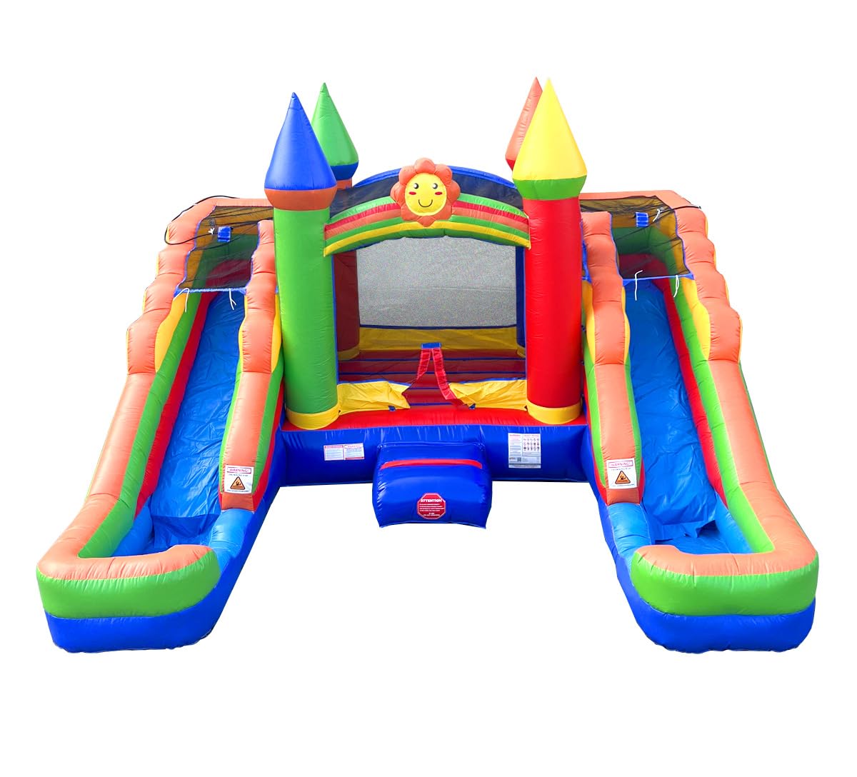 Crossover Rainbow Inflatable Bounce House with Double Inflatable Water Slides for Kids, 16.5 x 15 x 11 Foot, Bouncy House for Kids, Commercial Outdoor Party Bouncer with Blower, Stakes, Storage Bag Pogo Bounce House