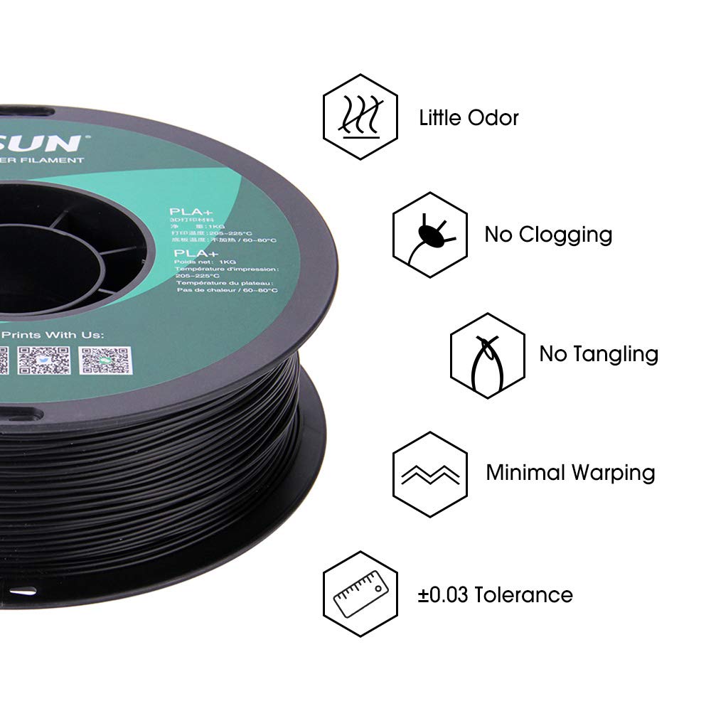 eSUN PLA PRO (PLA+) 3D Printer Filament, Dimensional Accuracy +/- 0.03mm, 1kg Spool, 1.75mm, Black eSUN