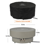 BAIDE Home Propane Outdoor Fire Pit Table, Flint & Concrete Look 33-inch Round Patio Gas Fire Table 50,000 BTU w/Lid, Fire Glass, Heavy Duty Rain Cover, Pre-Attached 10ft Propane Hose BAIDE HOME