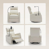 COLAMY Power Recliner Chair Swivel Glider, Upholstered Faux Leather Nursery Reclining Sofa Chair for Living Room/Bedroom/Reading Spaces, Beige COLAMY