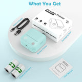 lopevi Label Maker - Portable Thermal Label Printer, Bluetooth Label Maker Machine Mini Sticker Printer with 2 Rolls Paper, Mini Sticker Printer with Multiple Templates for Phone lopevi