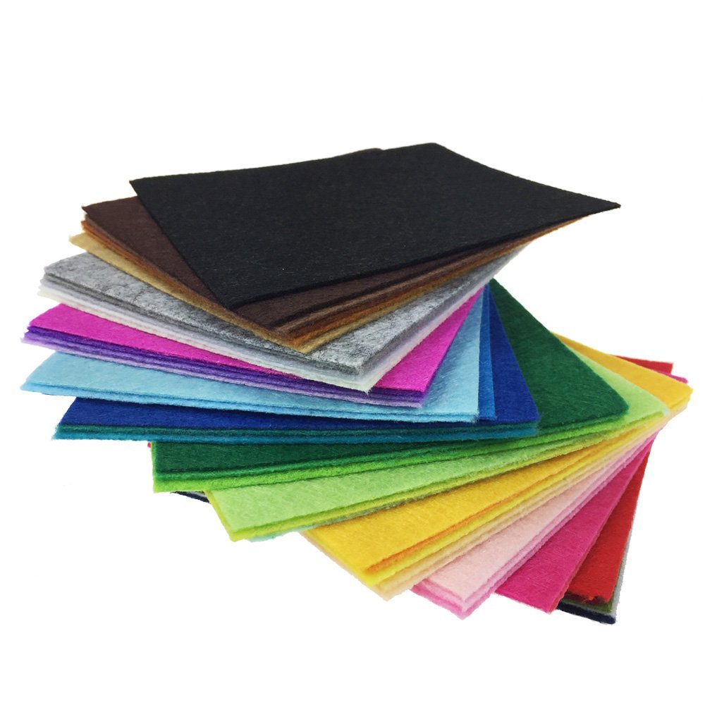 42pcs Felt Fabric Sheet 4"x4" Assorted Color DIY Craft Squares Nonwoven 1mm Thick flic-flac