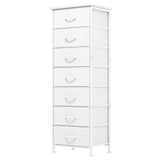 Fixwal White Tall Dresser for Bedroom, Storage Dresser Organizer with 7 Fabric Drawers, Nightstand Furniture in Closet, Entryway, Hallway Fixwal
