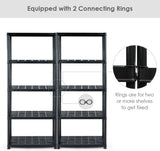 LDAILY 5 Tier Plastic Storage Shelves, Easy to Assemble Garage Rack, Multi-Use Free Standing Shelf Unit, Heavy Duty Shelving for Home Office, Black(2, 28“L X 15”W X 67“H) LDAILY