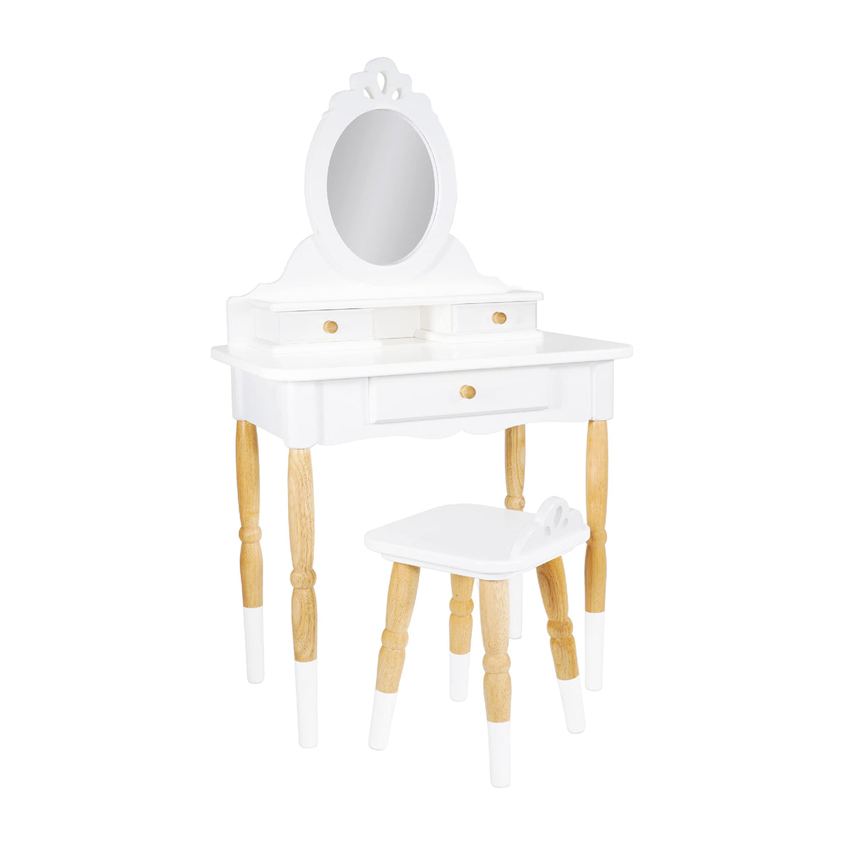 Le Toy Van - Wooden Vanity Table with Vanity Mirror and Vanity Chair - Bedroom Furniture - Victorian Style Oval Dressing Table Mirror - Desk with Le Toy Van