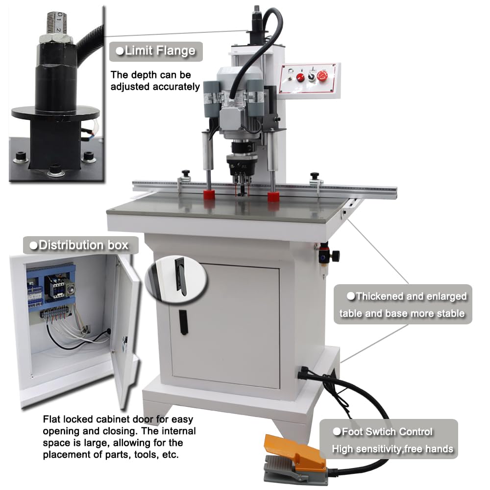 HayWHNKN Pneumatic Hinge Boring Drilling Machine Hinge Boring Drill Press Machine Woodworking Hinge Drilling Machine 3Z-45-9.5 110V - WoodArtSupply