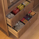 Elegant White Wooden Bookcase with Glass Doors and Storage Drawers for Stylish Home Organisation LITFAD