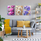 Hestarcul 5D Flower Diamond Painting Kits 3 Pack,Diamond Art Kits for Adults,Paint with Diamonds Round for Gift,Wall Decor (Flower) Hestarcul