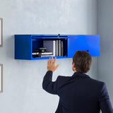 MIIIKO Wall Cabinet with 1 Door, Wall Mounted Garage Tool Cabinets, Blue Locking Small Metal Floating Cabinet for Garage, Home Office, Kitchen and Pantry MIIIKO