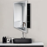 FOMAYKO Modern Medicine Cabinet Mirror Storage for Bathroom Bedroom Surface/Recessed Mount with 3 Shelves (16"x26", Brushed Silver) FOMAYKO