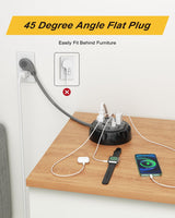 Retractable Power Strip Extension Cord Reel with USB C PD 20W, Flat Plug Travel Power Strip Surge Protection with 5 AC 3 USB Ports, 10FT Travel Extension Cord Portable Outlet, Black Grey Kungfuking