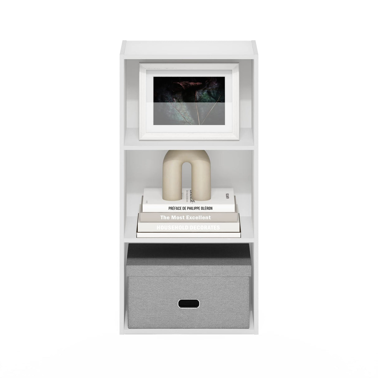 Furinno Luder 3-Tier Open Shelf Bookcase, White Furinno