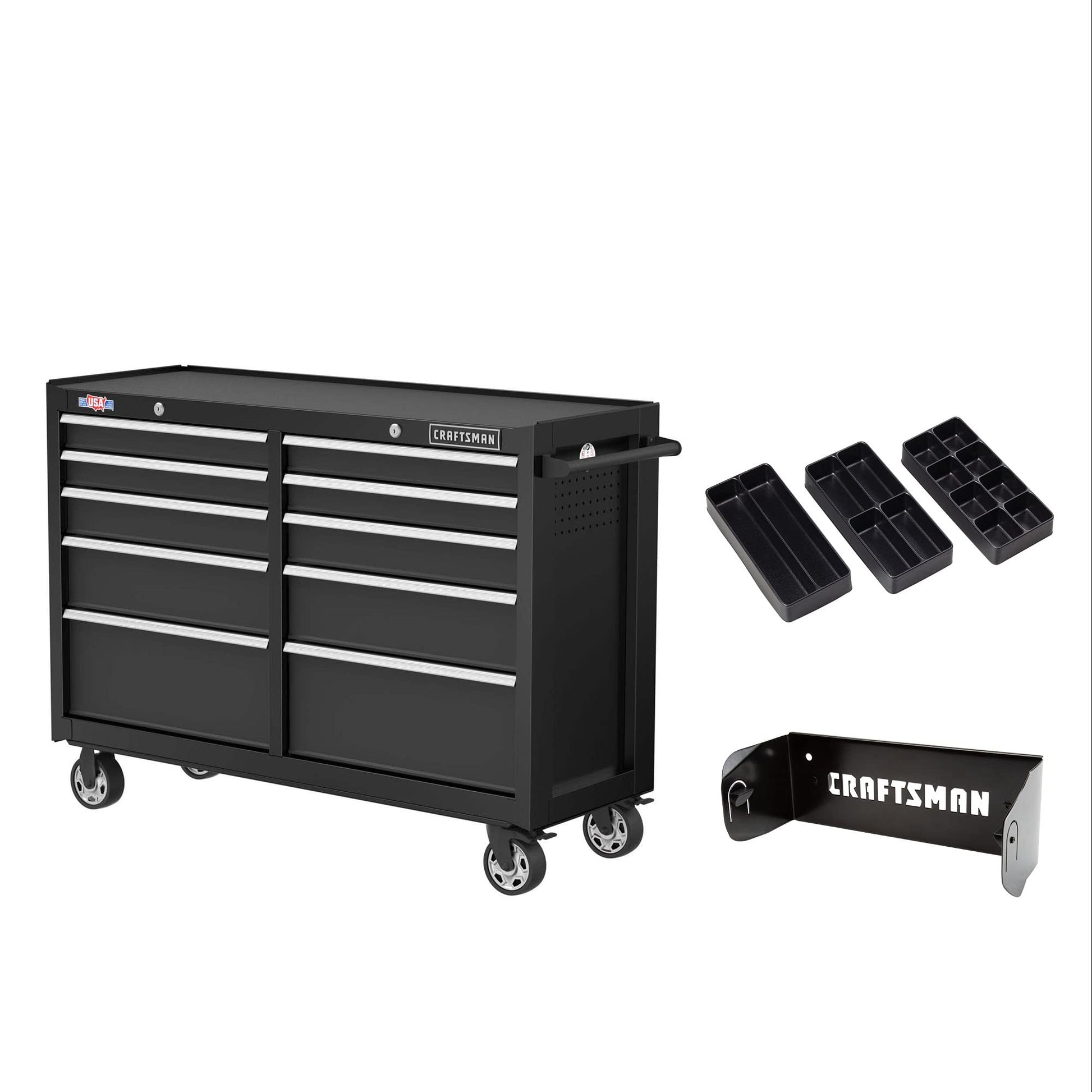 CRAFTSMAN S2000 52IN 10-DRAWER CABINET W/TRAY & HOLDER BK (CMST352102BK) - WoodArtSupply