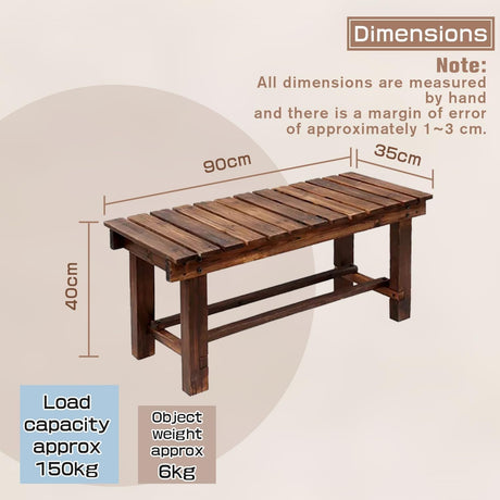 YangAera Outdoor Garden Benches Weatherproof Patio Bench Two-Person Seat Backless Bench Wood Bench with Slatted High Temperature Bench for Front Porch Backyard (Upgraded to Prevent Fading) 90cm Bench YangAera