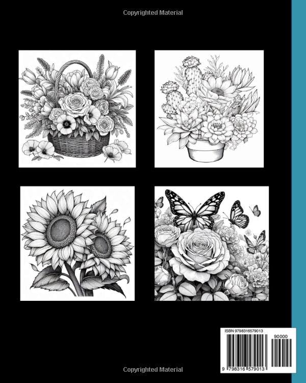 THE JOY OF FLOWERS: A COLORING BOOK OF CALM AND SERENITY FOR ADULTS WoodArtSupply