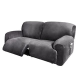 ULTICOR Extra Wide 75-100" 2 Seater Reclining Sofa Slipcover, Velvet Stretch 6-Piece, Soft Washable (Dark Grey) ULTICOR