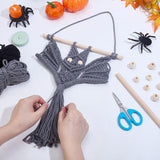 INFUNLY 2 Set DIY Halloween Bat Kit for Beginners Gothic Bat Macrame Wall Hanging Black Bat Hanging Ornament Kit Halloween Boho Wall Tapestry with Instruction DIY Crafts for Party Art Supplies Decor INFUNLY