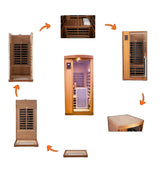 KUNSANA Red Cedar Personal Indoor Infrared Sauna Room, Low EMF Far-Infrared Sauna, Dual LCD Control Panel Inside and Outside,Bluetooth Speaker, Tempered Glass Door with Far Infrared Heating Panel KUNSANA
