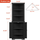 YESHOMY Corner Cabinet,Storage Cupboard with Doors,Tall Storage Cabinet with Adjustable Shelves, for Living Room,Bathroom,Kitchen,Dark Black YESHOMY