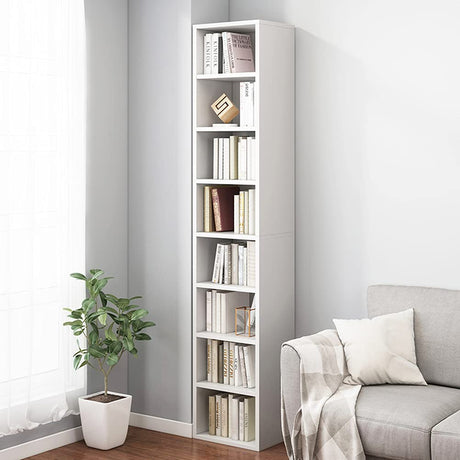 IOTXY Small Narrow Corner Bookcase - 71 Inches Tall Gap Freestanding Storage Cabinet, 8 Lattices Open Shelves Tower Rack, Cubes Bookshelf in White IOTXY