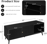 Fsbecl TV Stand for TVs up to 70'',Mid Century Modern TV Stand, with Sliding Doors and Open Shelf, Entertainment Center with Storage,Television Stands,Media Console for Living Room,Black Fsbecl