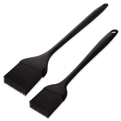 Heat Resistant Basting Brush Set, Tradyx Pastry Brush, Silicone Brush For Cooking And Baking, bbq Brushes For Sauce, Durable Steel Structure And One Pieces Design, Dishwasher Safe, 2 Pcs, (Black)